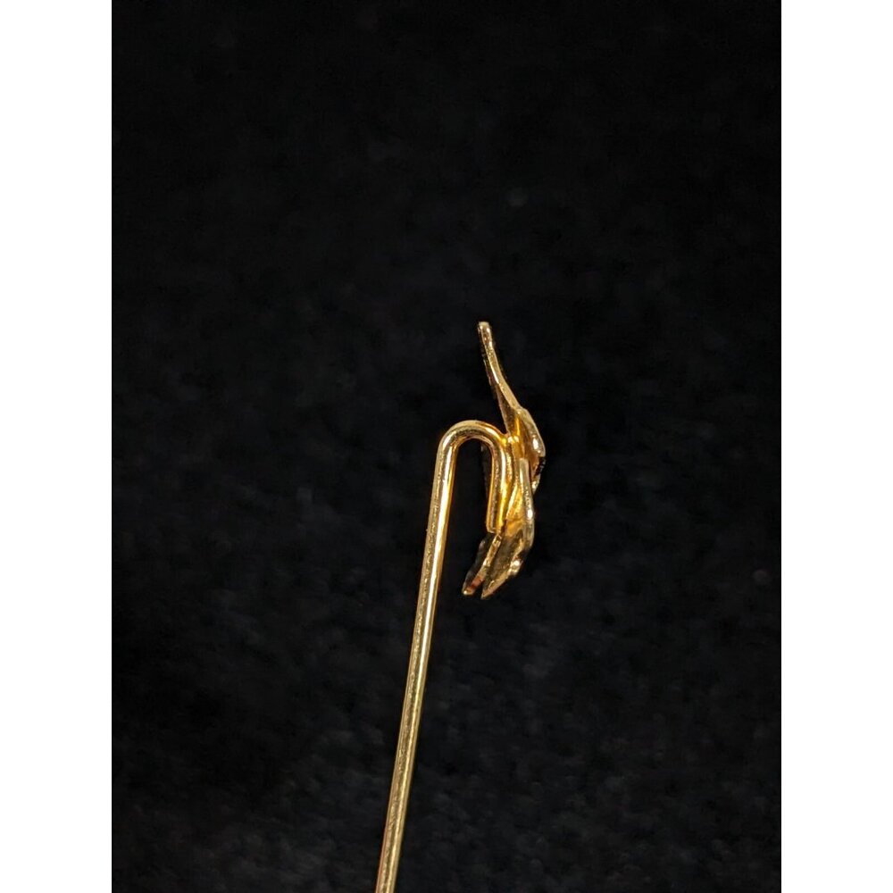 Vintage Gold Tone Curved Leaf Short Stick Pin 2 inch Textured - Picture 5 of 11